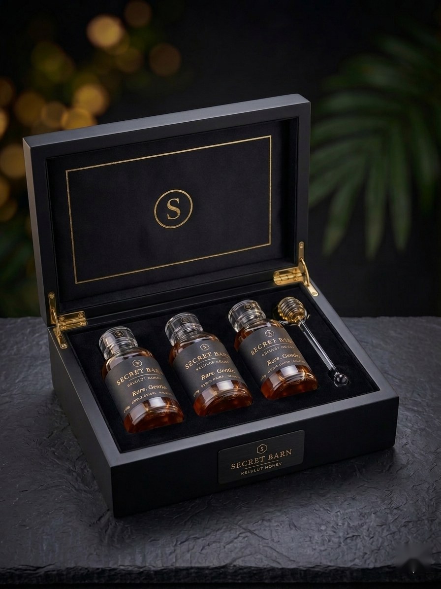 Saffira presentation gift box with three Kelulut honey jars